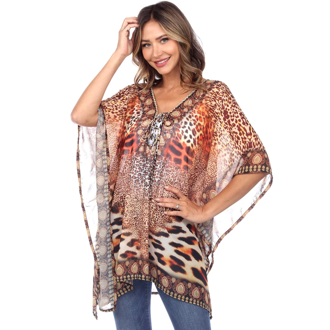 Flash Sale π White Mark Short Caftan With Tie-up Neckline β¨ - Image 4