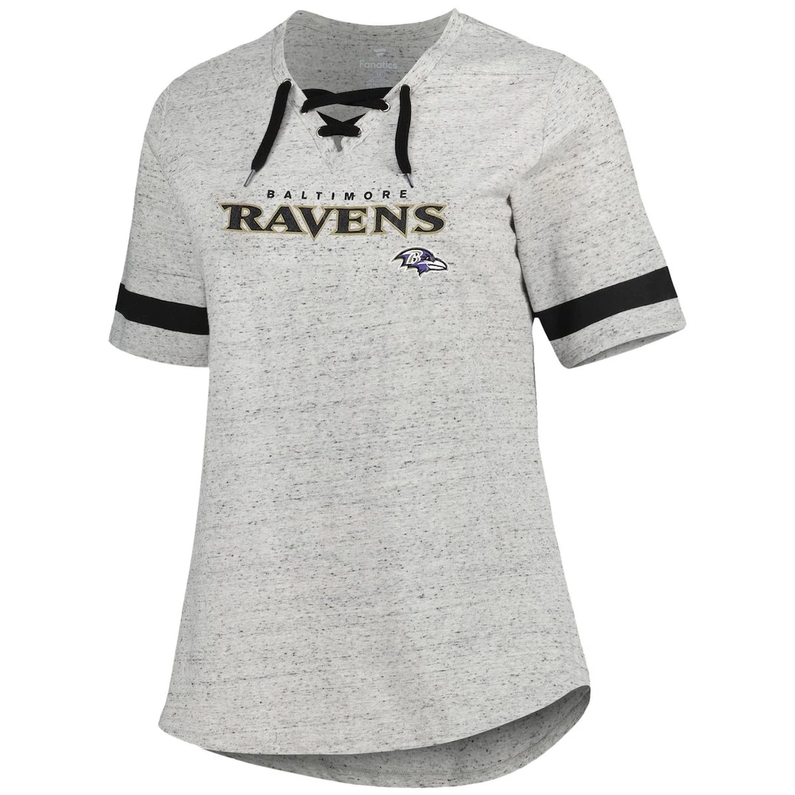 Brand new π Profile π© Women's Heather Gray Baltimore Ravens Plus Size Lace-Up V-Neck T-Shirt π - Image 3