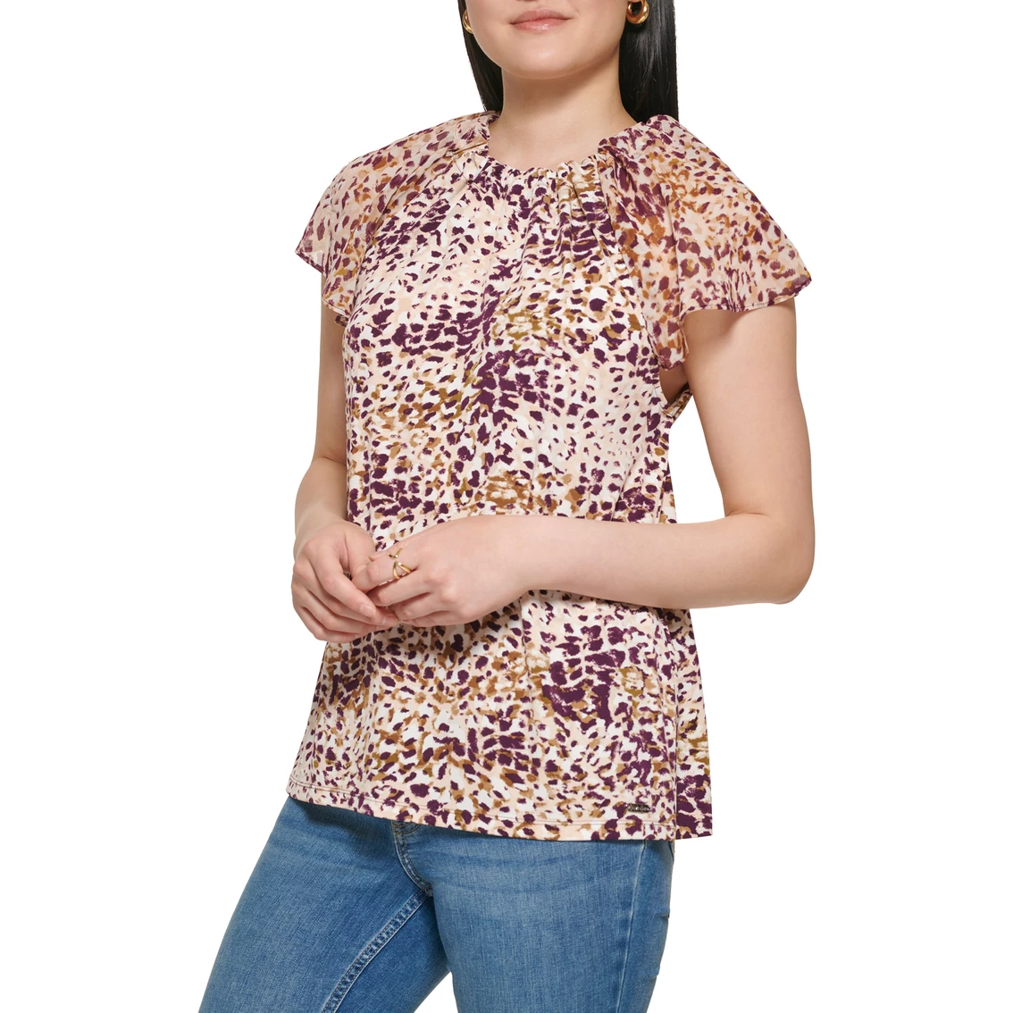Deals π Calvin Klein Printed Chiffon Ruffle Top π - Image 4