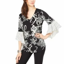 New ✔️ Alfani Petite Printed Bell Sleeve Top 🎁