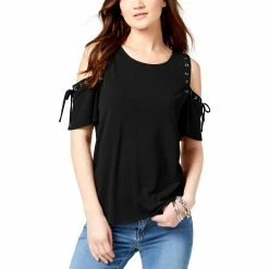 Deals 😉 INC International Concepts Petite Lace-Up Cold-Shoulder Top 🤩