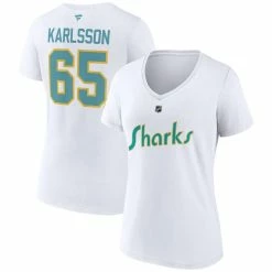 Best Pirce 🔔 Women's Fanatics Branded Erik Karlsson White San Jose Sharks Special Edition 2.0 Name & Number V-Neck T-Shirt ⌛