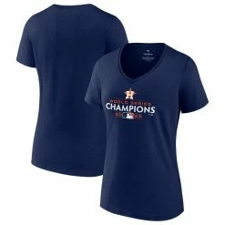 Budget 🥰 Women's Fanatics Branded Navy Houston Astros 2022 World Series Champions Logo Plus Size V-Neck T-Shirt 🧨