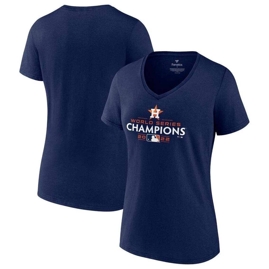 Budget π₯° Women's Fanatics Branded Navy Houston Astros 2022 World Series Champions Logo Plus Size V-Neck T-Shirt 𧨠- Image 2