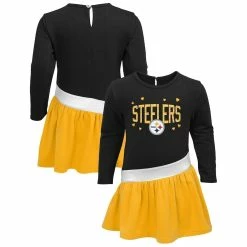 Promo 😉 Outerstuff 👧 Girls Infant Black/Gold Pittsburgh Steelers Heart To Heart Jersey Tri-Blend 👗 Dress 😍