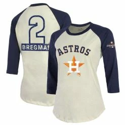 Brand new 😍 Women's Majestic Threads Alex Bregman Cream/Navy Houston Astros 2022 World Series Champions Name & Number Softhand 3/4 Raglan Sleeve T-Shirt ✨