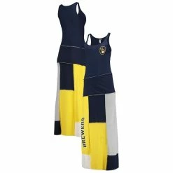 Promo π Women's Refried Apparel Navy/Gold Milwaukee Brewers Sustainable Scoop Neck Maxi π Dress β