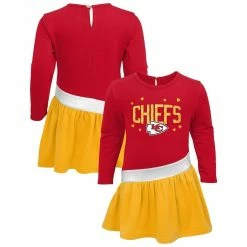 Best Sale ✔️ Outerstuff 👧 Girls Infant Red/Gold Kansas City Chiefs Heart To Heart Jersey Tri-Blend 👗 Dress 🥰