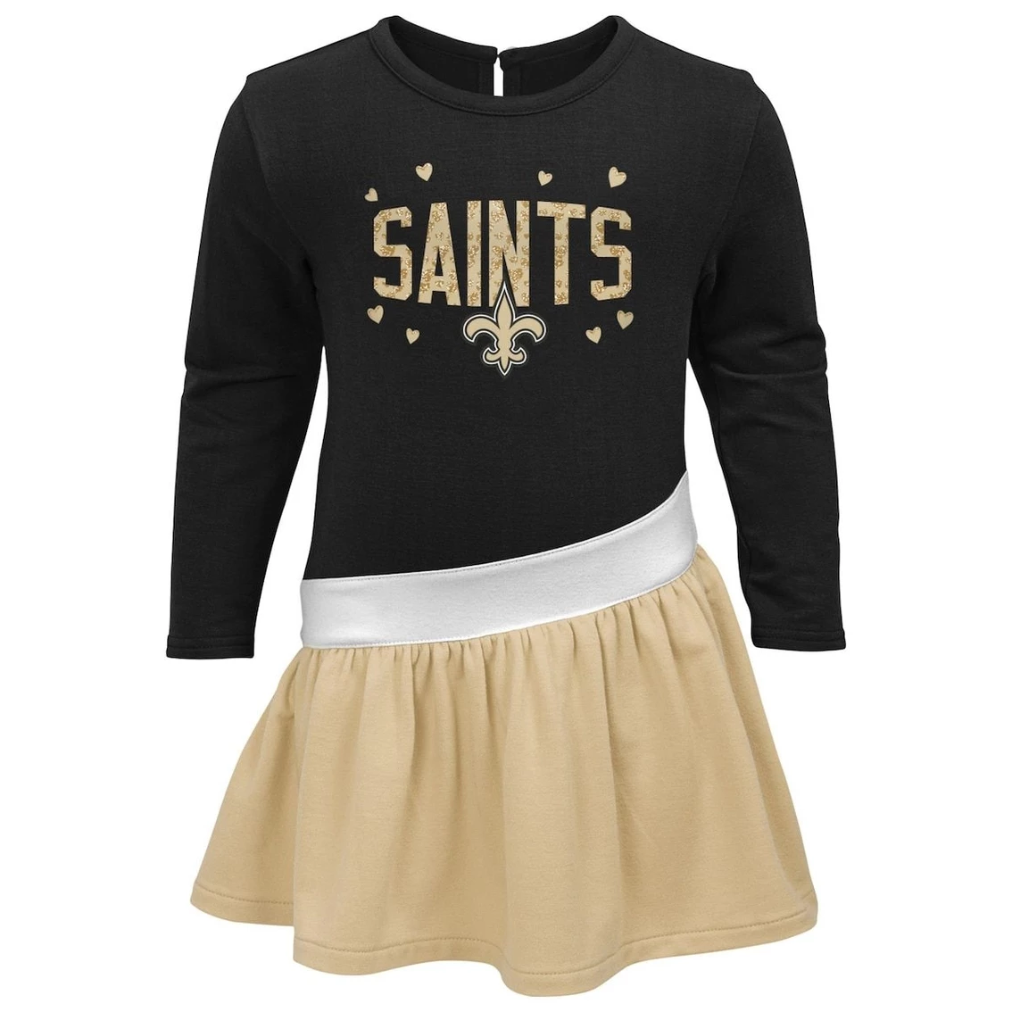 Best Sale π Outerstuff π§ Girls Infant Black/Gold New Orleans Saints Heart To Heart Jersey Tri-Blend π Dress π - Image 3