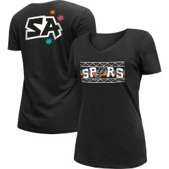 Promo ✨ Women's New Era Black San Antonio Spurs 2022/23 City Edition V-Neck T-Shirt 💯