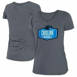 Deals ❤️ Women's New Era Graphite Carolina Panthers 2021 NFL Draft Hook V-Neck T-Shirt 👍