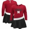 Discount ✨ Outerstuff 👧 Girls Preschool Scarlet Nebraska Huskers Heart To Heart French Terry 👗 Dress ✔️