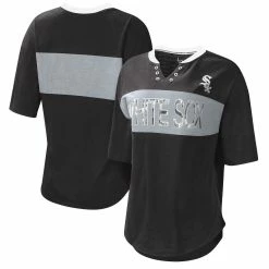 Wholesale 🧨 Women's Touch Black/Silver Chicago White Sox Lead Off Notch Neck T-Shirt ⭐