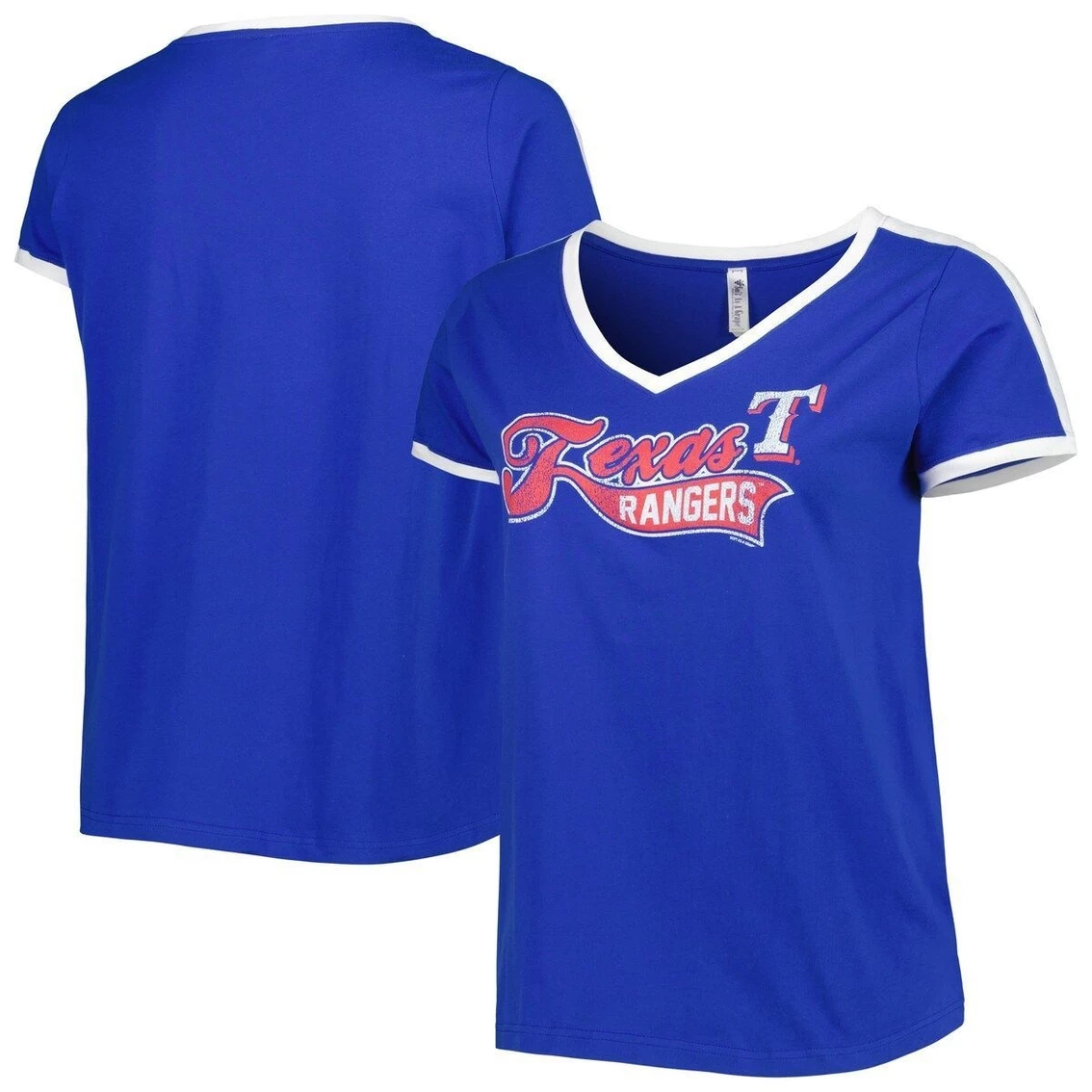 Top 10 π Women's Soft As A Grape Royal Texas Rangers Plus Size V-Neck T-Shirt β