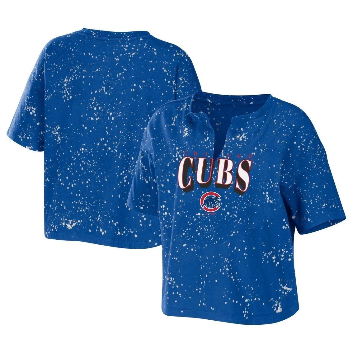Discount β€οΈ Women's WEAR By Erin Andrews Royal Chicago Cubs Notch Neck Tie-Dye T-Shirt π