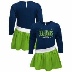 Budget 🥰 Outerstuff 👧 Girls Infant College Navy/Neon Green Seattle Seahawks Heart To Heart Jersey Tri-Blend 👗 Dress ❤️