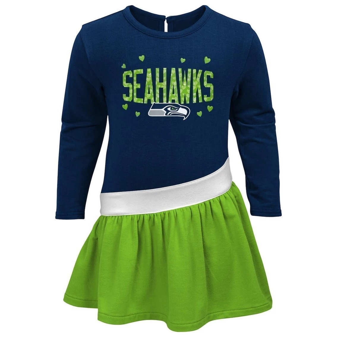 Budget π₯° Outerstuff π§ Girls Infant College Navy/Neon Green Seattle Seahawks Heart To Heart Jersey Tri-Blend π Dress β€οΈ - Image 3